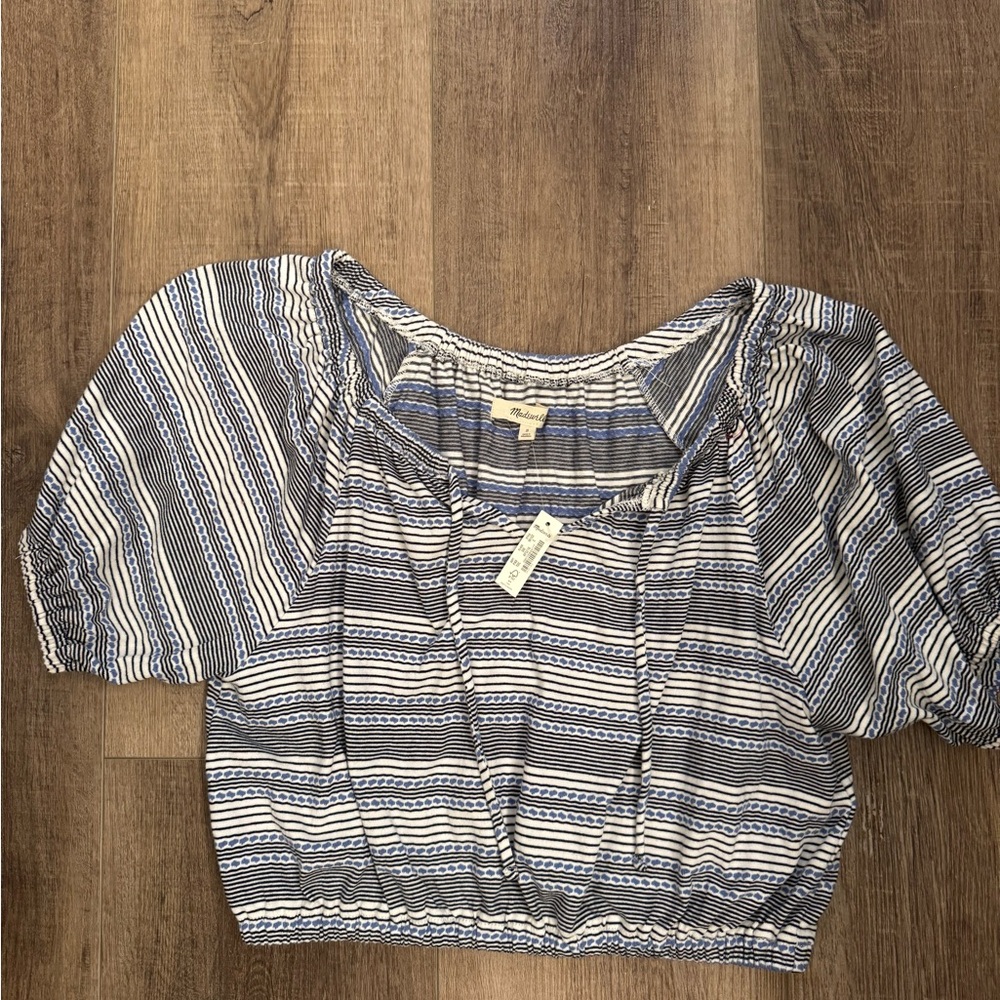 Madewell Blue Striped Blouse NWT